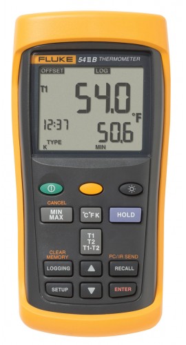 Fluke 54-2-B Dual Input Digital Thermometer with data logging-
